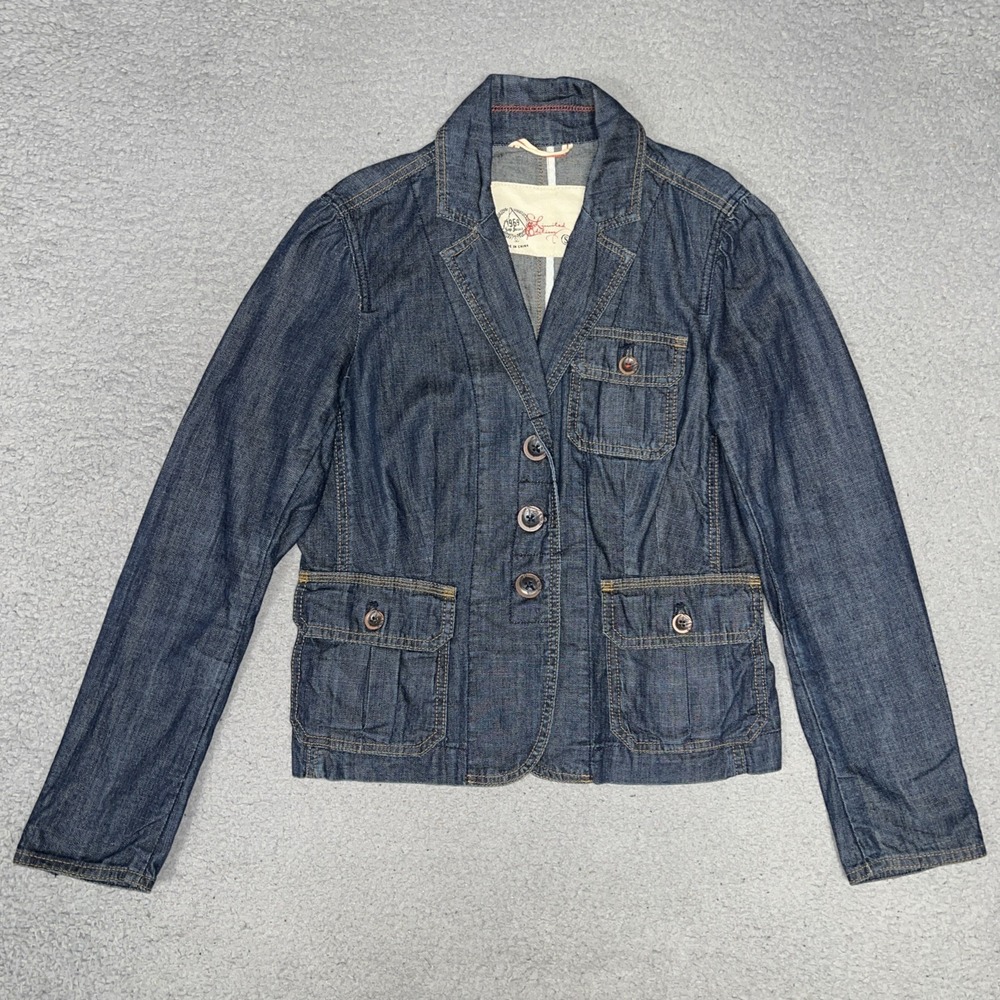 VTG Gap Jeans 1969 Blazer Jean Jacket Women's Sz S Blue Denim Ltd Edition Y2K